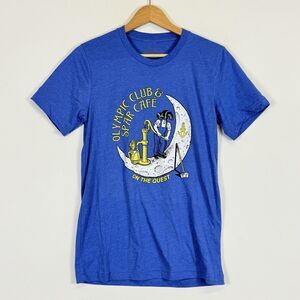 McMenamins PNW Adult Small T-Shirt Blue‎ Olympic Club Spar Cafe Whimsical Artsy